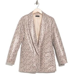 Love Token – Faux Leather Snake Print Blazer